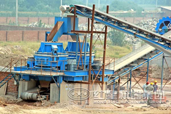 石子制砂生產線現場示意圖