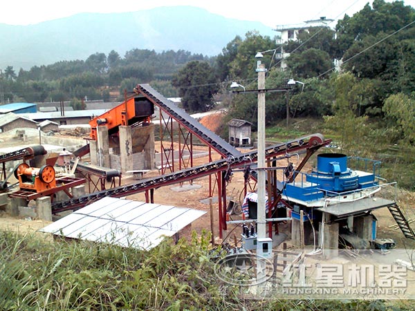 人工制砂生產線制砂現場示意圖