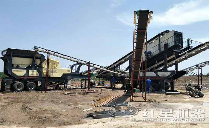 高質量移動破碎篩分一體機作業現場 高質量移動破碎篩分一體機作業現場