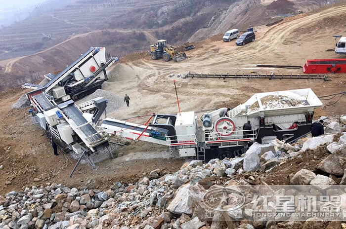 移動石子破碎機現場