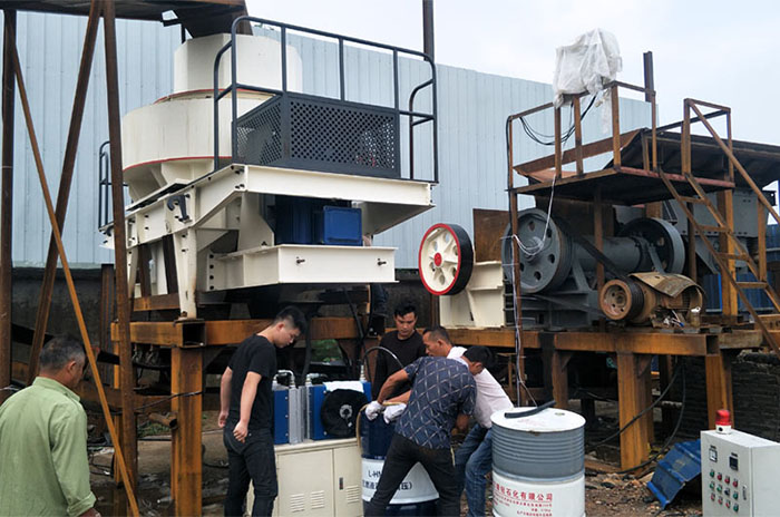 環保型鵝卵石磨砂機安裝現場 環保型鵝卵石磨砂機安裝現場