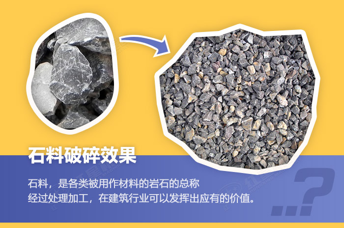 青石被大型石料粉碎機破碎前后 青石被大型石料粉碎機破碎前后