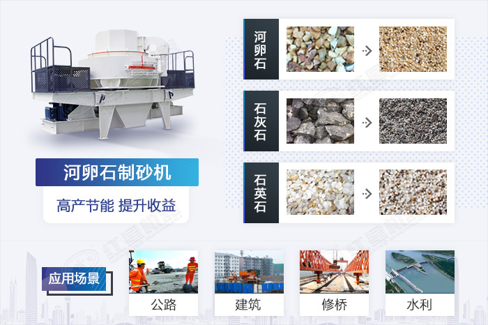 河卵石制砂機加工效果展示 河卵石制砂機加工效果展示