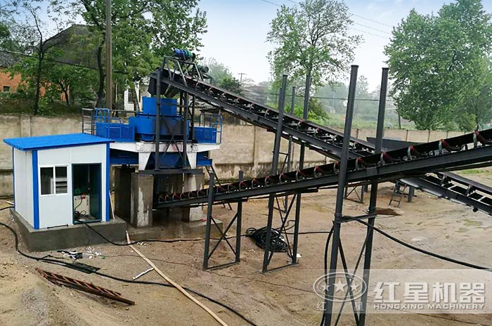 紅星福建用戶時產200噸石打石制沙機作業現場