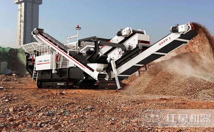 移動破碎機破碎加工建筑廢料現場 移動破碎機破碎加工建筑廢料現場