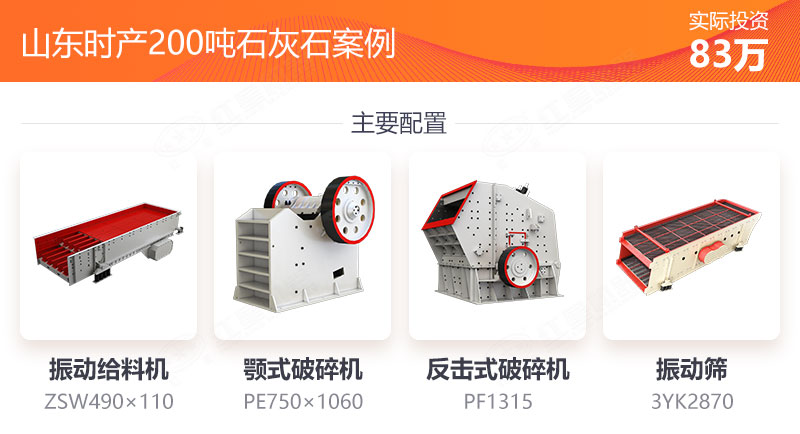 時產200噸石灰石設備配置 時產200噸石灰石設備配置